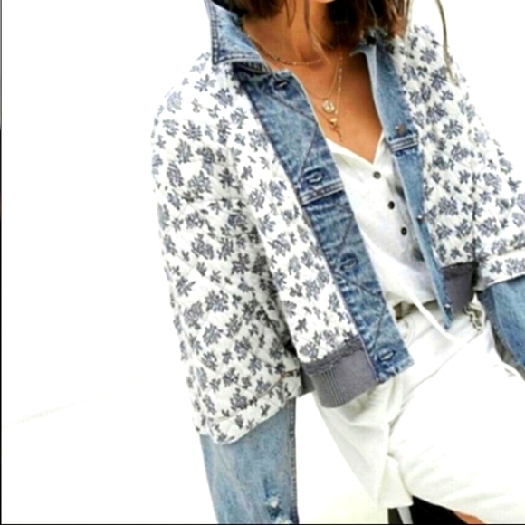 NWT Free People Ditsy Denim Jacket XS/S Rare - Picture 3 of 17